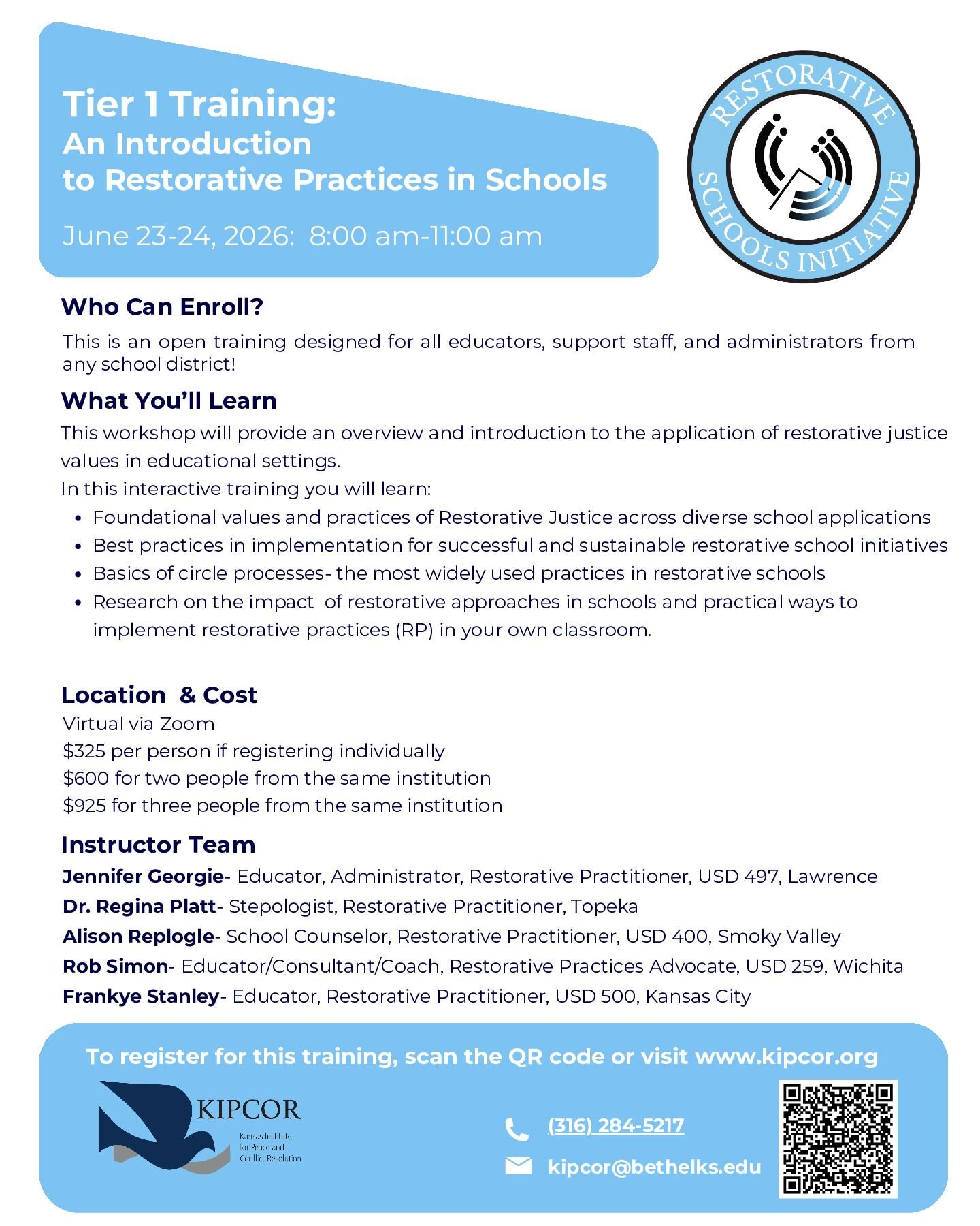 Tier 1 Training: An Introduction to Restorative Practices in Schools